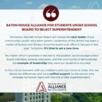 Baton Rouge Alliance for Students Urges School Board to Select Superintendent