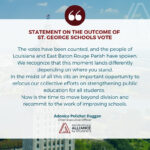 STATEMENT ON THE OUTCOME OF ST. GEORGE SCHOOLS VOTE